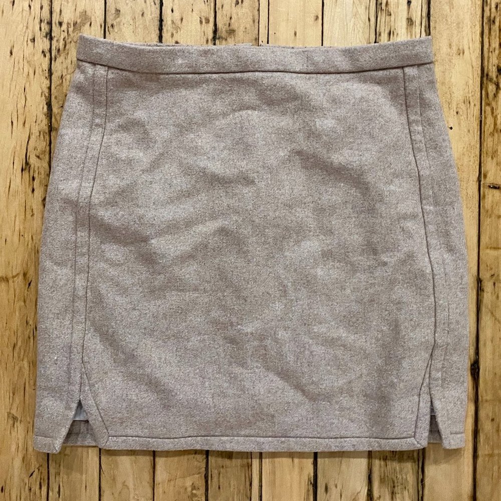 J. Crew Double Notch Wool Mini Skirt Heather Stone